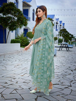 Dazzling Green Color Viscose Fabric Casual Suit