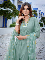 Dazzling Green Color Viscose Fabric Casual Suit