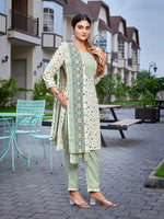 Dazzling Green Color Cotton  Fabric Casual Suit