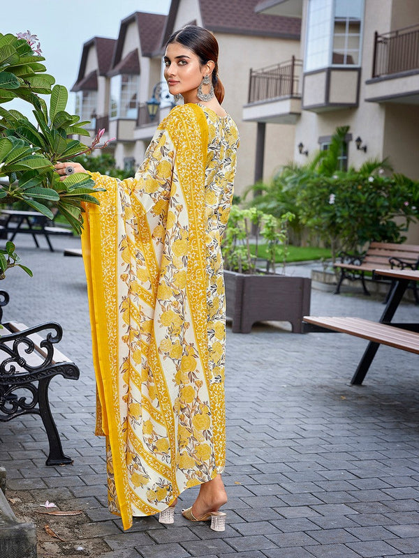 Dazzling Yellow Color Cotton  Fabric Casual Suit