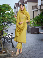 Dazzling Mustard Color Cotton  Fabric Casual Suit