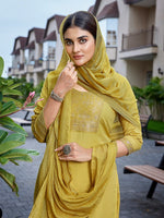 Dazzling Mustard Color Cotton  Fabric Casual Suit