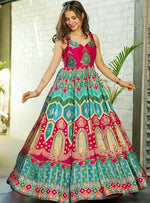 Striking Pink Color Silk Fabric Gown with Dupatta