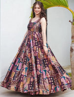 Striking Purple Color Silk Fabric Gown with Dupatta
