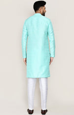 Amazing Aqua Color Jacquard Silk Fabric Kurta Pajama