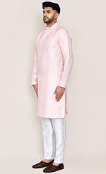 Amazing Pink Color Jacquard Silk Fabric Kurta Pajama