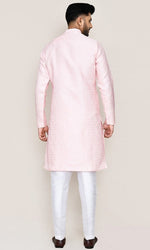 Amazing Pink Color Jacquard Silk Fabric Kurta Pajama