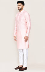 Amazing Pink Color Jacquard Silk Fabric Kurta Pajama