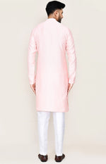 Amazing Pink Color Jacquard Silk Fabric Kurta Pajama