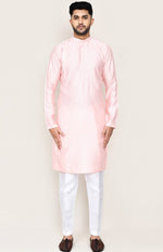 Amazing Pink Color Jacquard Silk Fabric Kurta Pajama