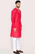 Amazing Pink Color Art Silk Fabric Kurta Pajama