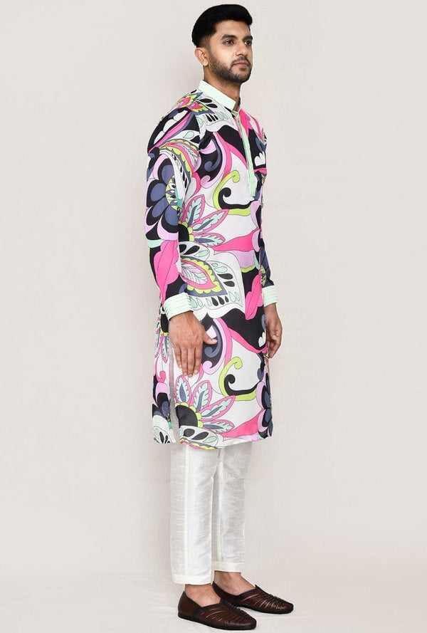 Amazing Multi Color Silk  Fabric Kurta Pajama