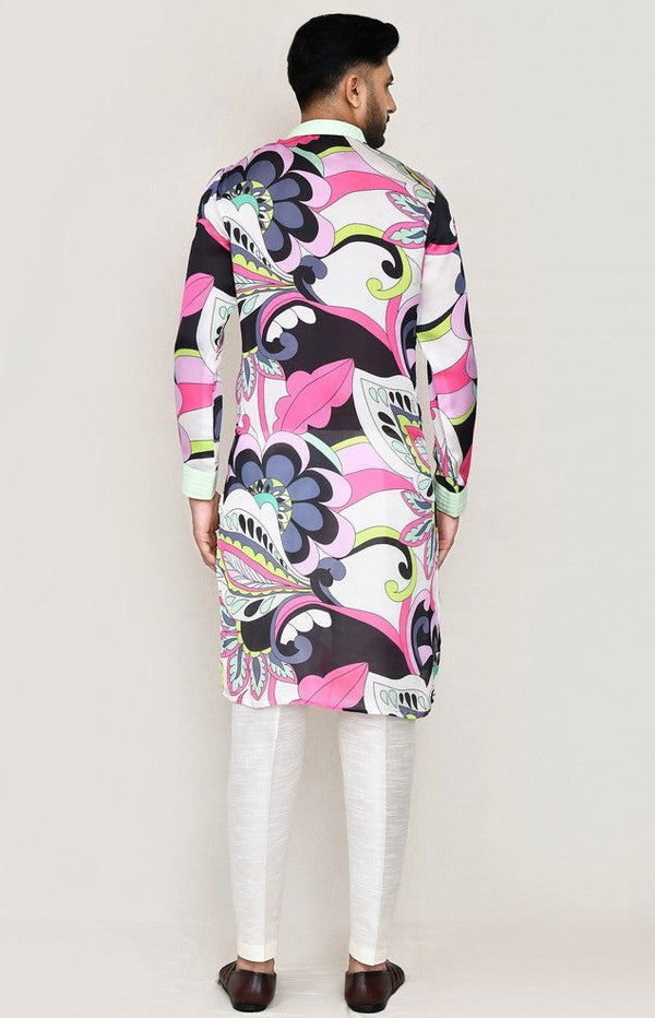 Amazing Multi Color Silk  Fabric Kurta Pajama