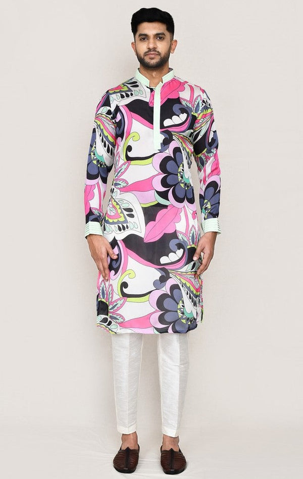 Amazing Multi Color Silk  Fabric Kurta Pajama