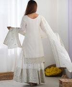 Dazzling White Color Silk  Fabric Plazzo Suit