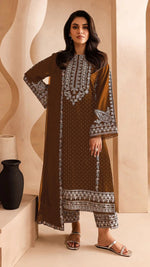 Tasteful Brown Color Georgette Fabric Designer Suit