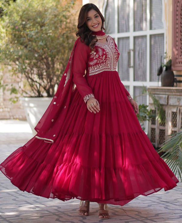 Amazing Pink Color Georgette Fabric Gown