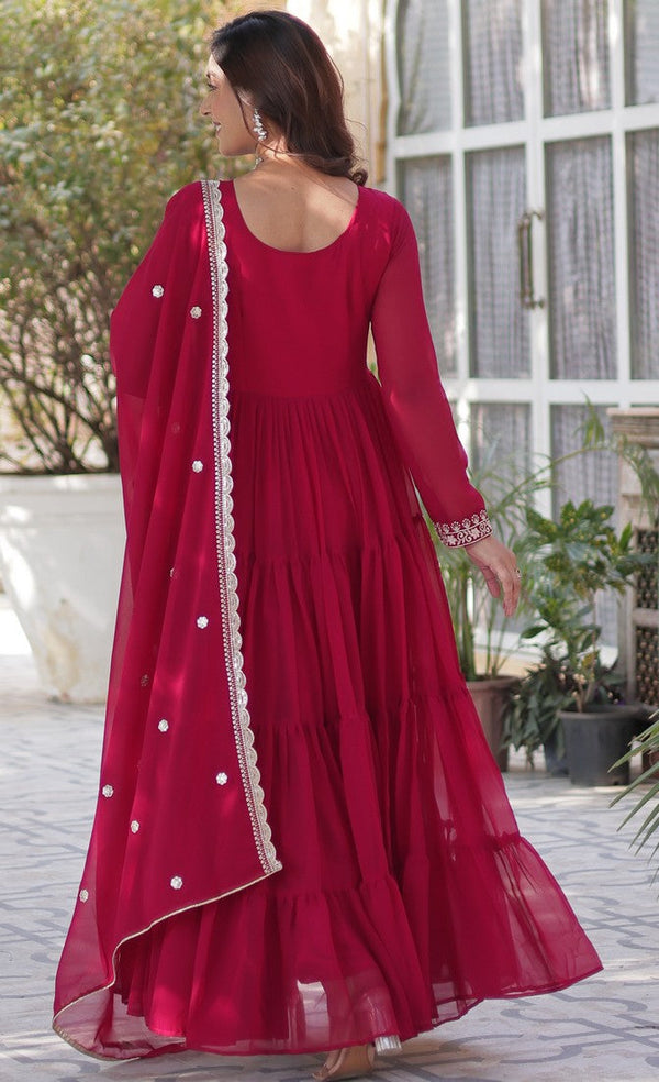 Amazing Pink Color Georgette Fabric Gown