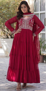 Amazing Pink Color Georgette Fabric Gown