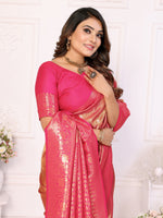 Striking Peach Color Banarasi Fabric Partywear Saree