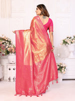 Striking Peach Color Banarasi Fabric Partywear Saree