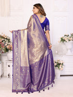 Striking Blue Color Banarasi Fabric Partywear Saree