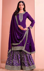 Tasteful Purple Color Art Silk Fabric Partywear Suit