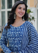 Amazing Blue Color Cotton Fabric Designer Suit
