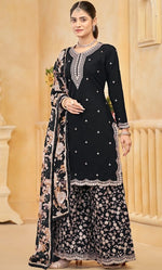 Gorgeous Black Color Silk Fabric Plazzo Suit