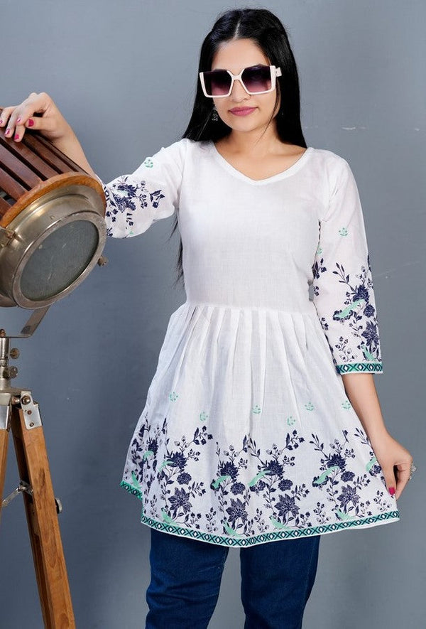 Amazing Blue Color Cotton Fabric Casual Kurti