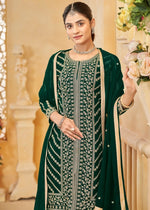 Dazzling Green Color Georgette Fabric Sharara Suit