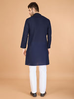 Dazzling Navy Blue Color Viscose Fabric Mens Kurta With Dupatta