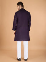 Dazzling Voilet Color Viscose Fabric Mens Kurta With Dupatta