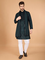 Dazzling Green Color Viscose Fabric Mens Kurta With Dupatta