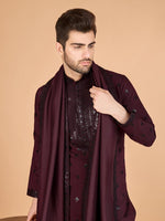 Dazzling Maroon Color Viscose Fabric Mens Kurta With Dupatta