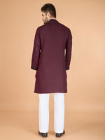 Dazzling Maroon Color Viscose Fabric Mens Kurta With Dupatta