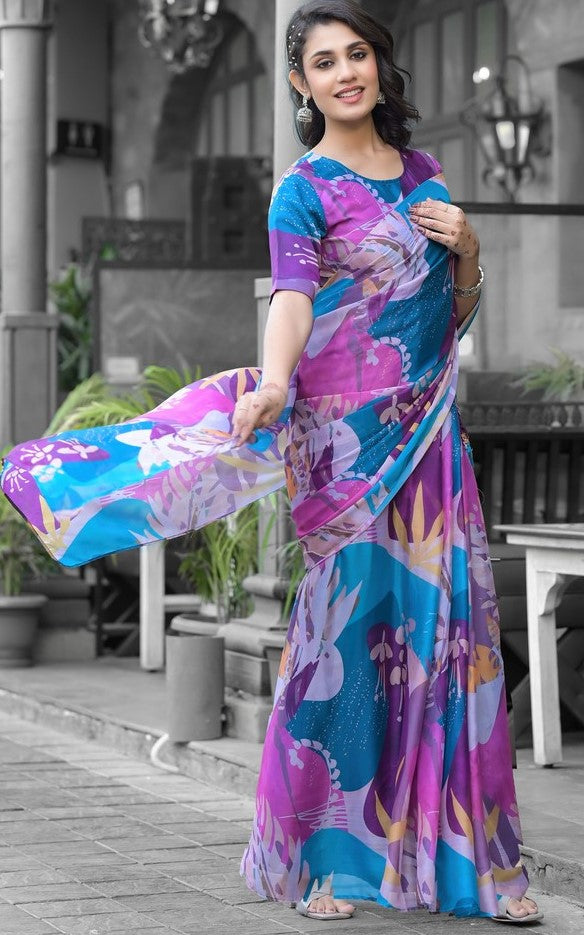Beautiful Multi Color Imported Fabric Casual Saree