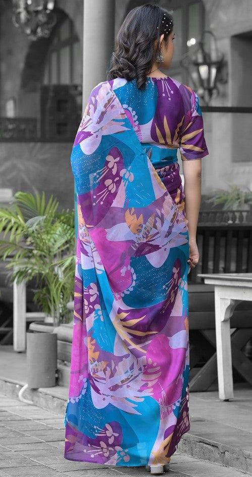 Beautiful Multi Color Imported Fabric Casual Saree
