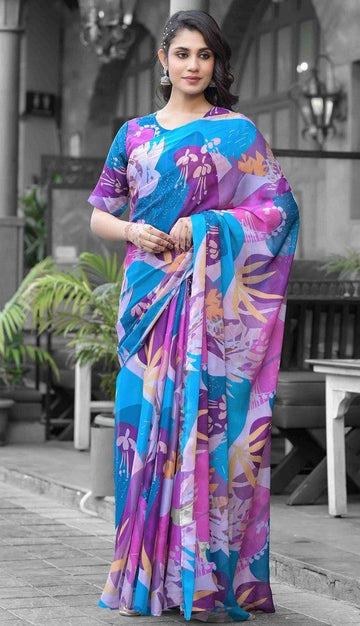Beautiful Multi Color Imported Fabric Casual Saree