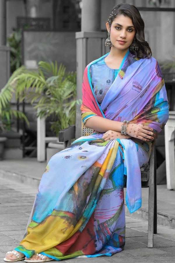 Beautiful Multi Color Imported Fabric Casual Saree