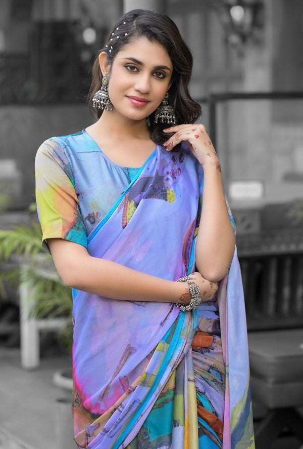 Beautiful Multi Color Imported Fabric Casual Saree