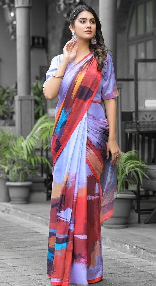 Beautiful Multi Color Imported Fabric Casual Saree