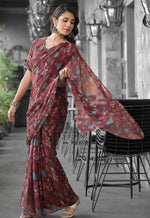 Beautiful Brown Color Imported Fabric Casual Saree