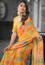 Beautiful Orange Color Imported Fabric Casual Saree