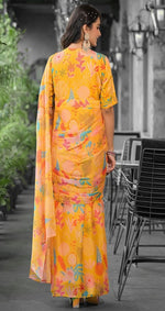 Beautiful Orange Color Imported Fabric Casual Saree
