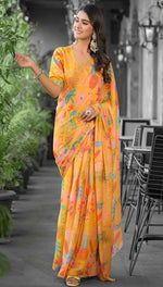 Beautiful Orange Color Imported Fabric Casual Saree
