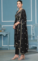 Angelic Black Color Cotton Fabric Casual Suit