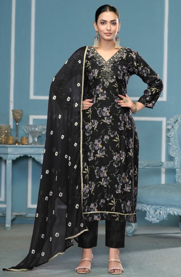 Angelic Black Color Cotton Fabric Casual Suit