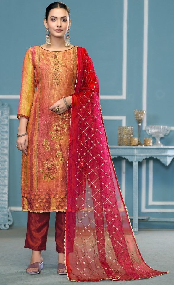 Angelic Multi Color Silk Fabric Casual Suit