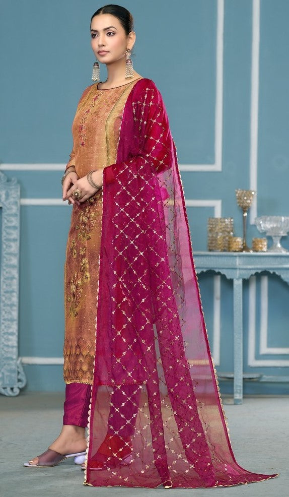 Angelic Multi Color Silk Fabric Casual Suit